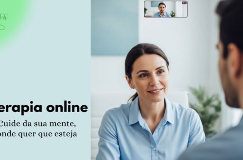 Profissional de saúde mental atendendo paciente em terapia online por videochamada