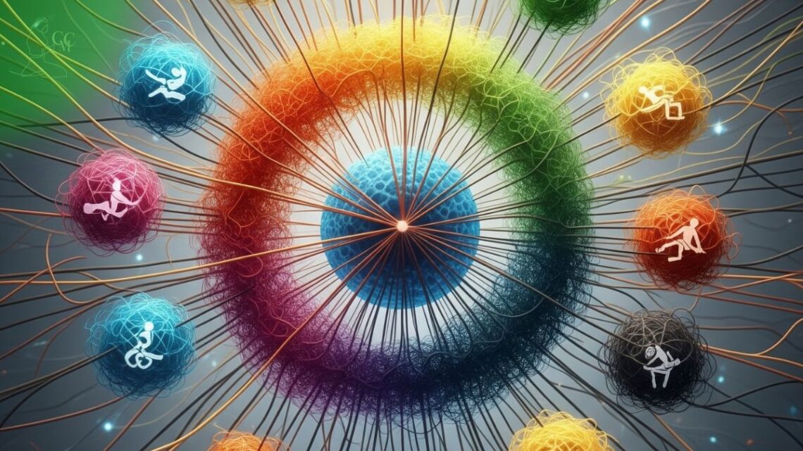 Pessoa praticando yoga ou meditação em um ambiente calmo, simbolizando a conexão entre hábitos e saúde mental.