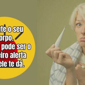 Adulto medindo a temperatura com termômetro em casa durante quadro de febre