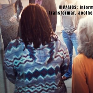 Pessoas conversando sobre saúde, simbolizando apoio e informação sobre HIV/AIDS.