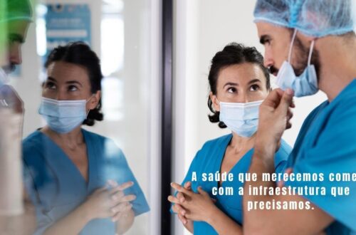 Profissional de saúde em unidade básica, simbolizando a necessidade de melhorias na infraestrutura de saúde no Brasil.