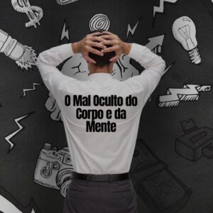 Pessoa estressada comendo compulsivamente, simbolizando a relação entre ansiedade e ganho de peso.