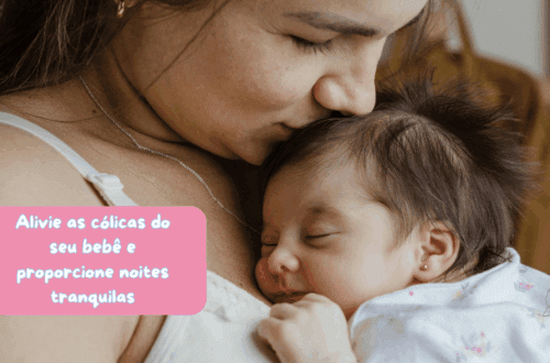 alternativo para imagem: “Mãe segurando bebê com expressão de desconforto, cuidando das cólicas